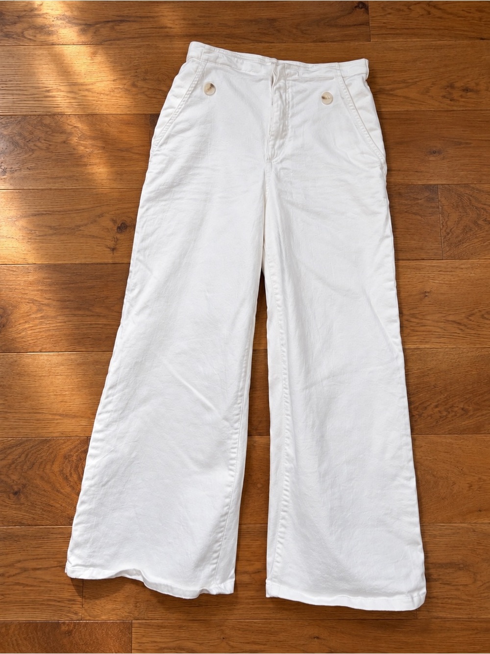 Maeve Anthropologie Wide Leg Crop White High Rise Sailor Jeans Sz 29